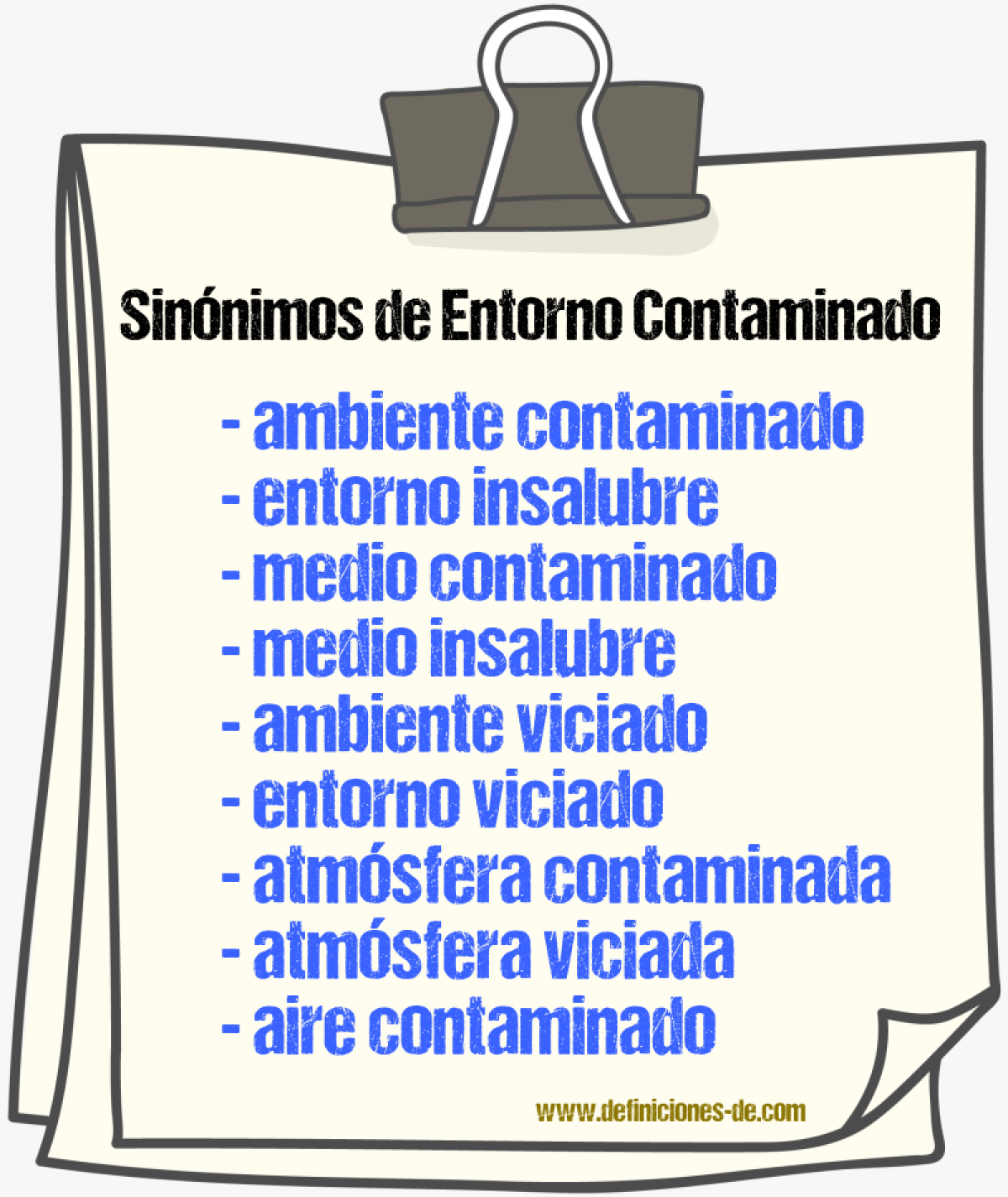 Sinónimos de entorno contaminado