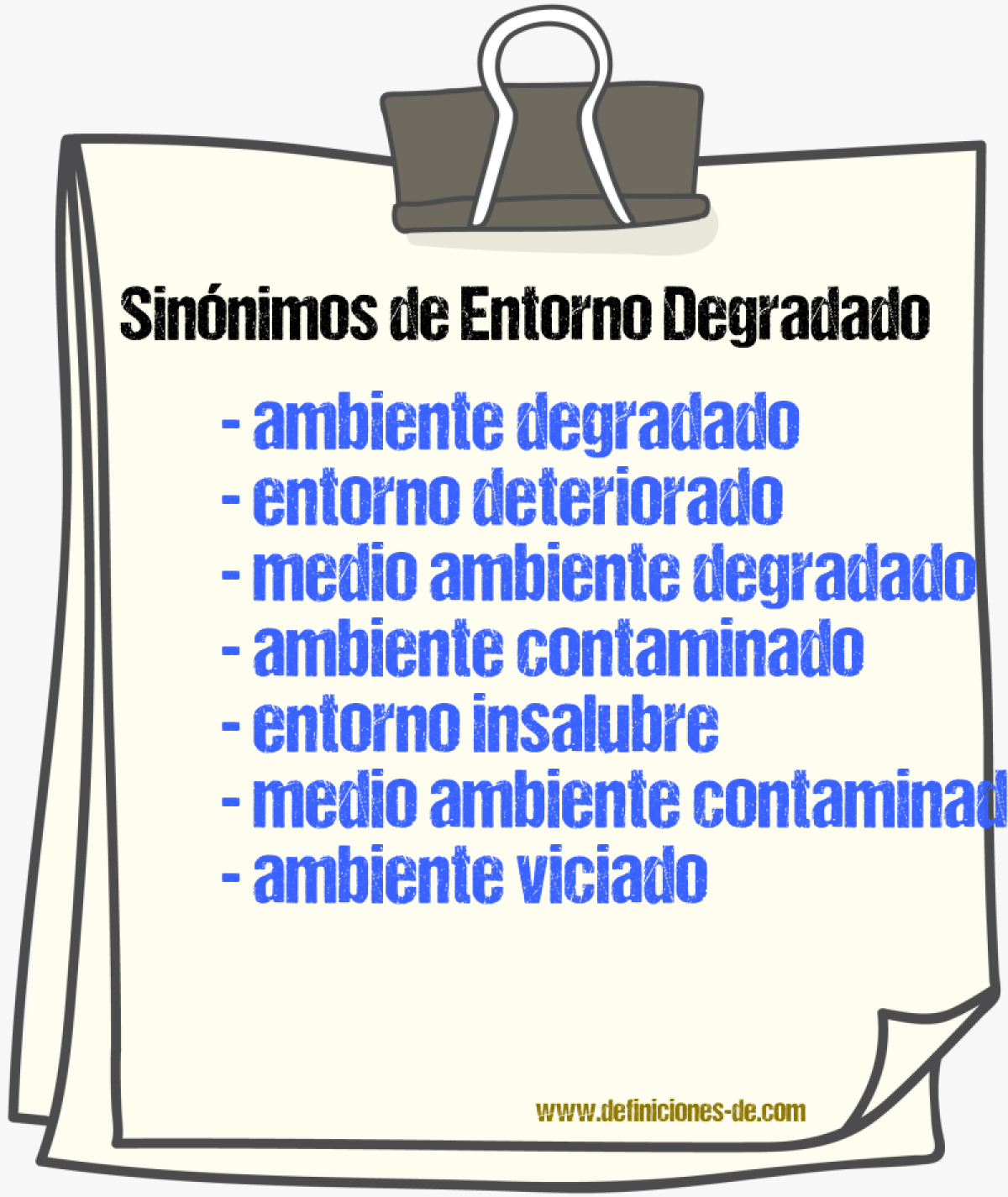 Sinónimos de entorno degradado