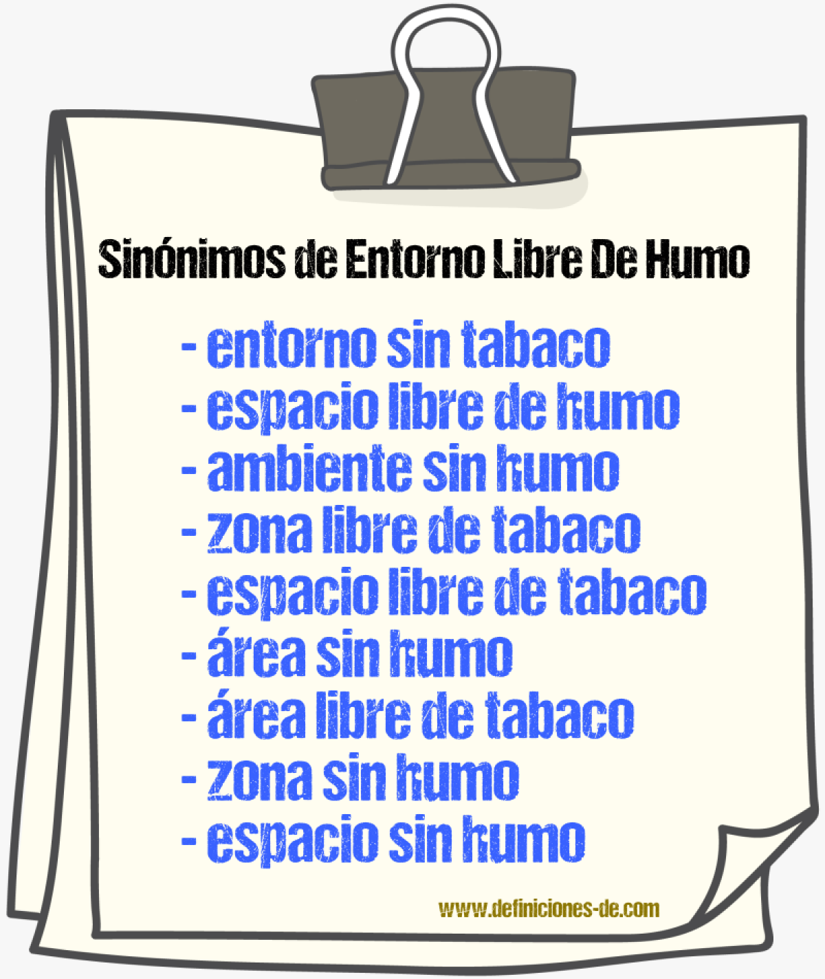 Sinónimos de entorno libre de humo