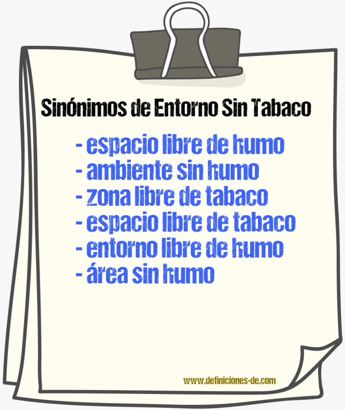 Sinónimos de entorno sin tabaco