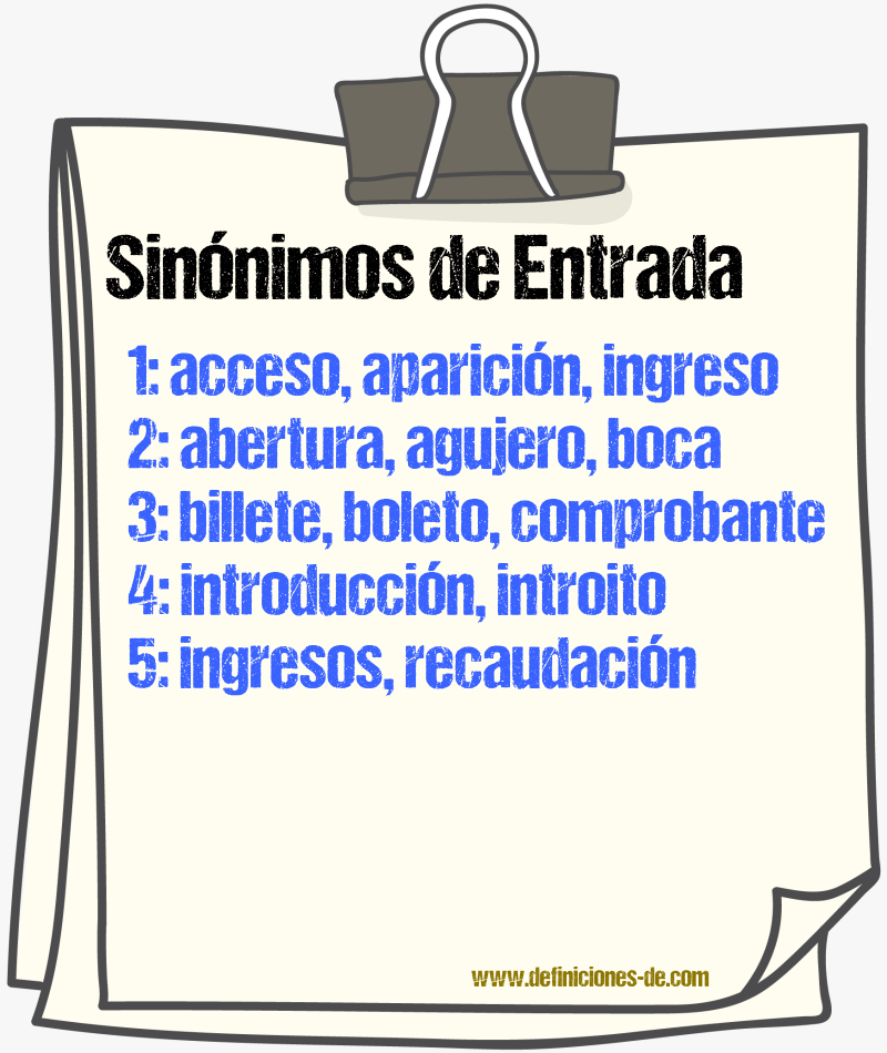 Sinnimos de entrada