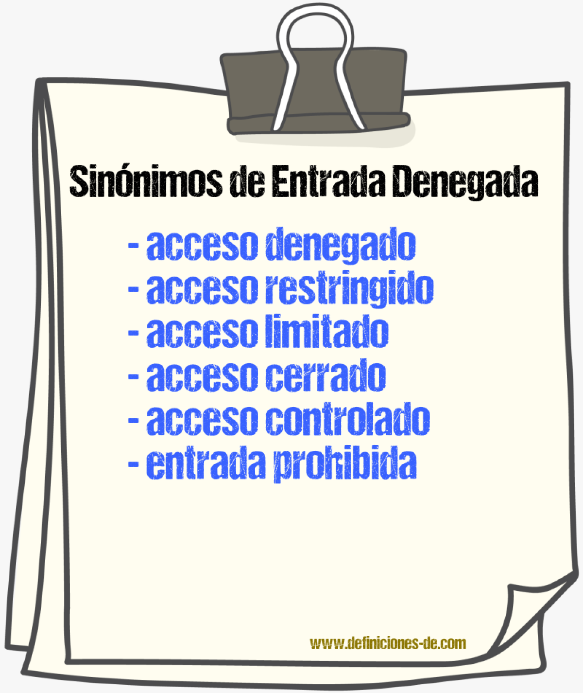 Sinónimos de entrada denegada