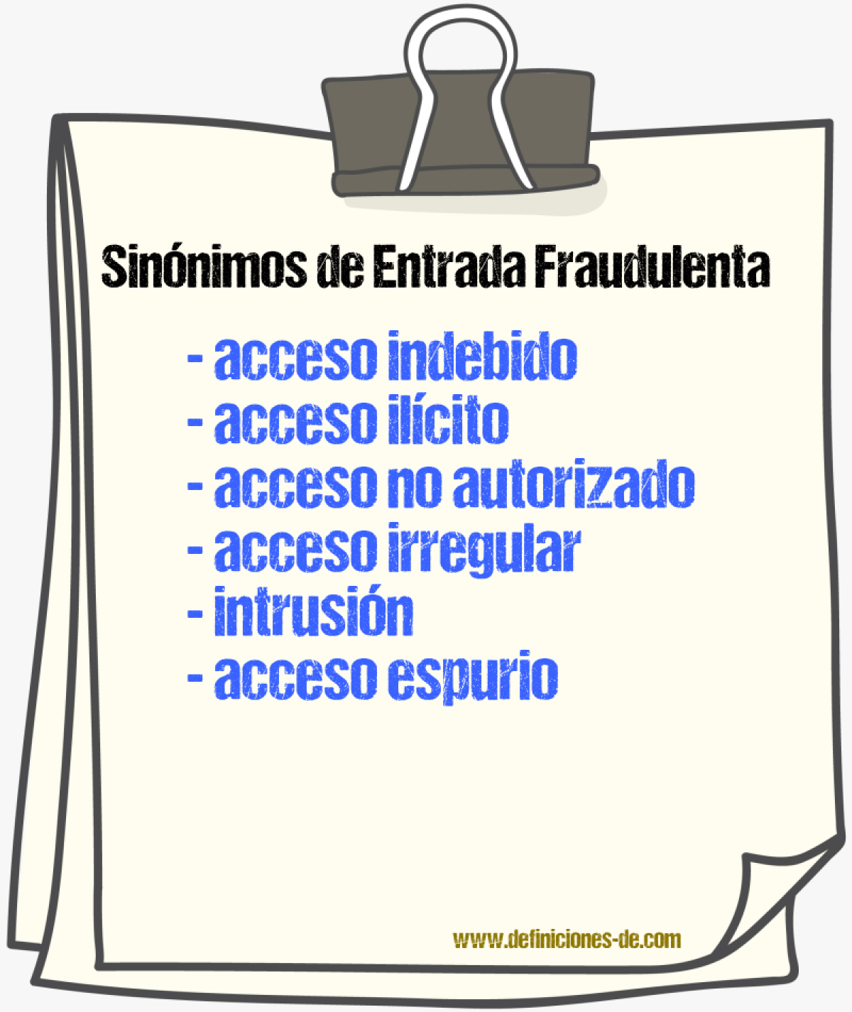Sinónimos de entrada fraudulenta