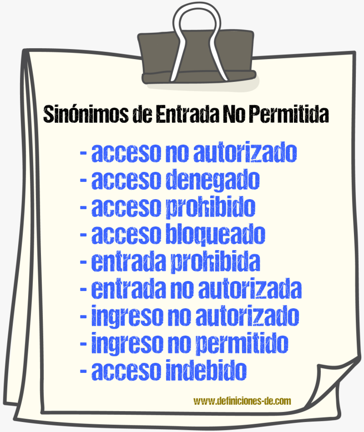 Sinónimos de entrada no permitida