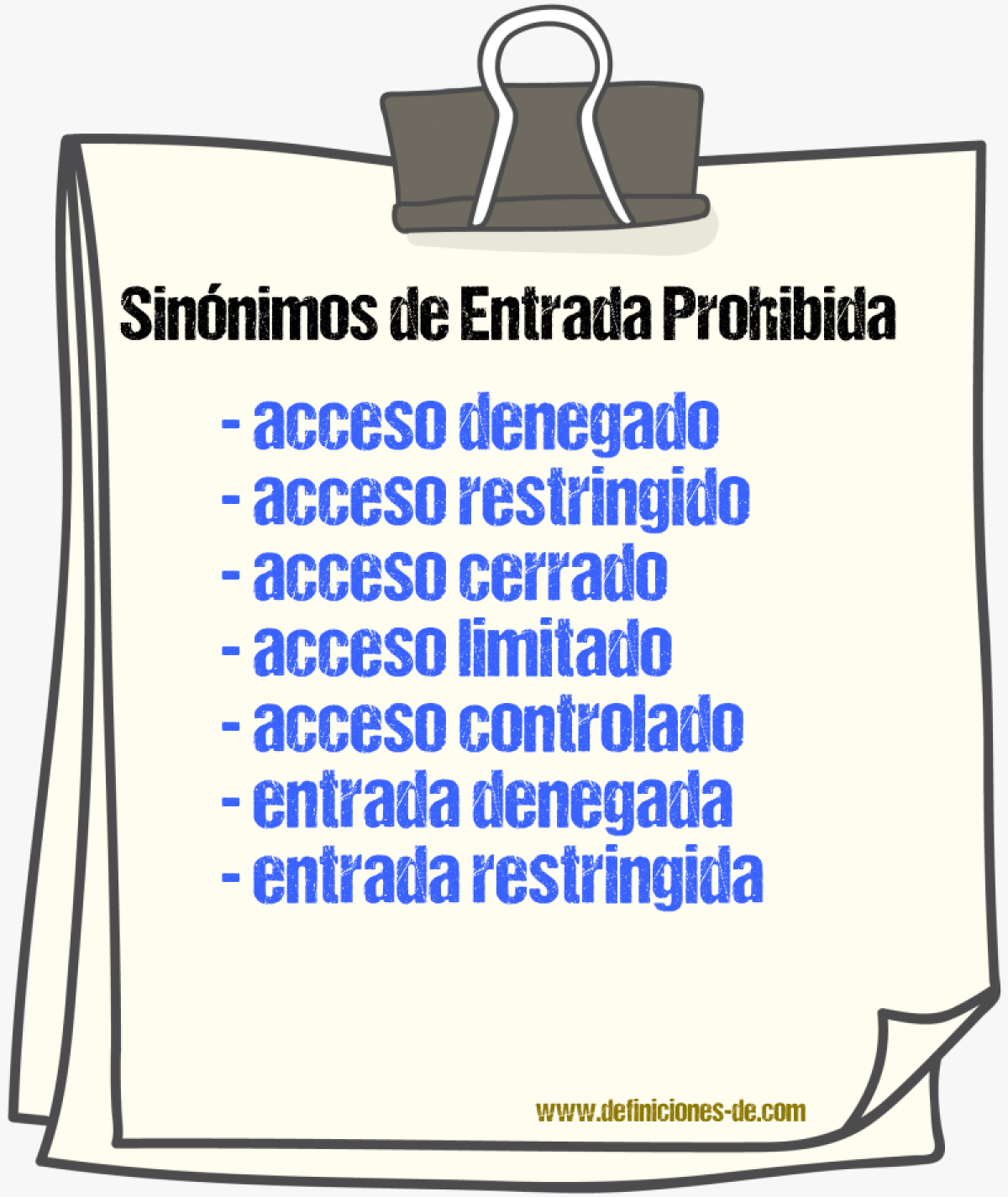 Sinónimos de entrada prohibida