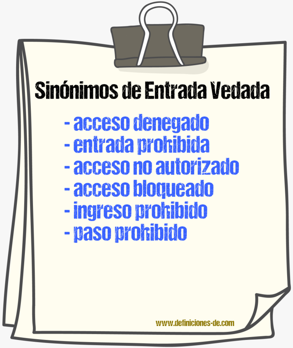 Sinónimos de entrada vedada
