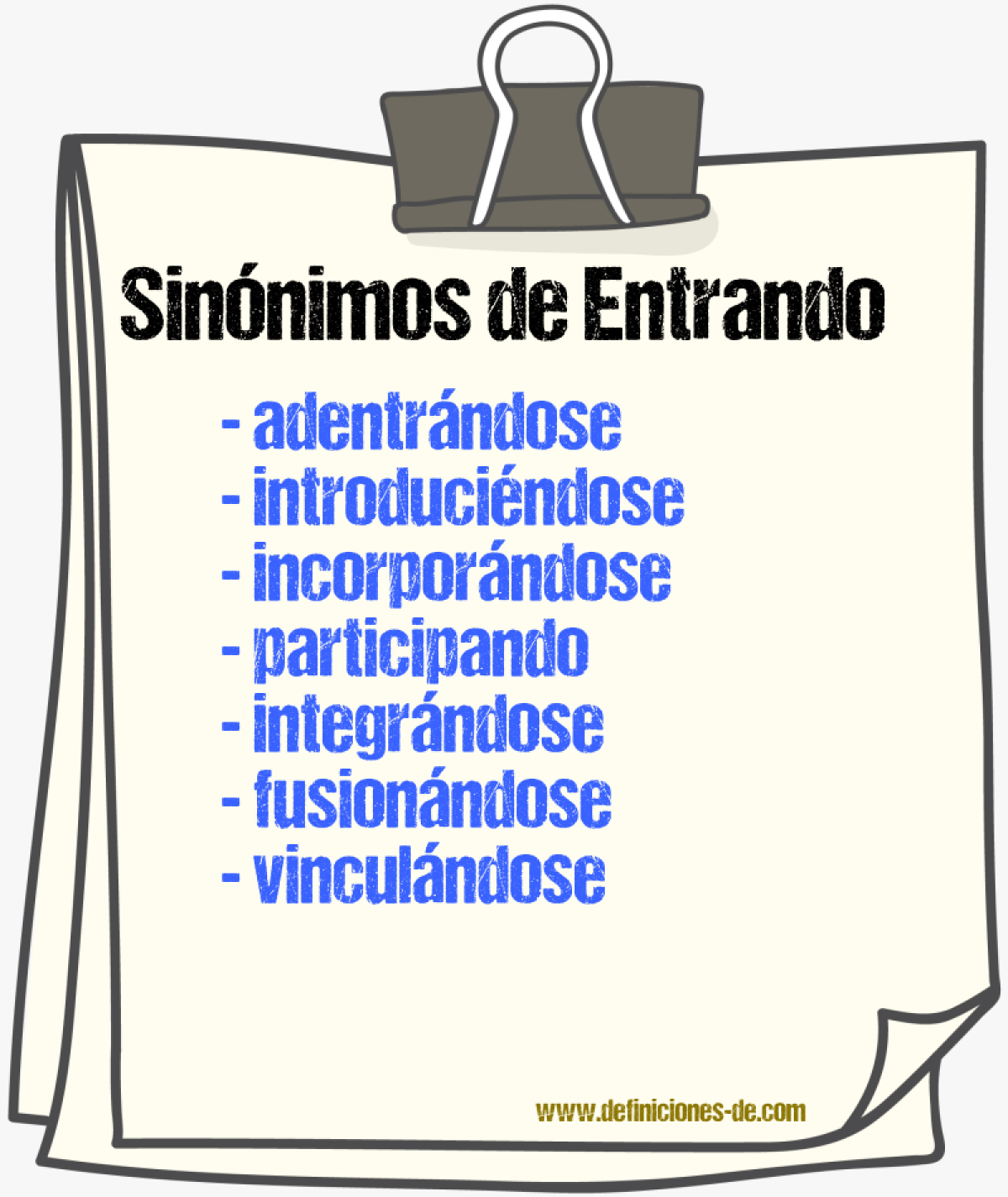 Sinónimos de entrando