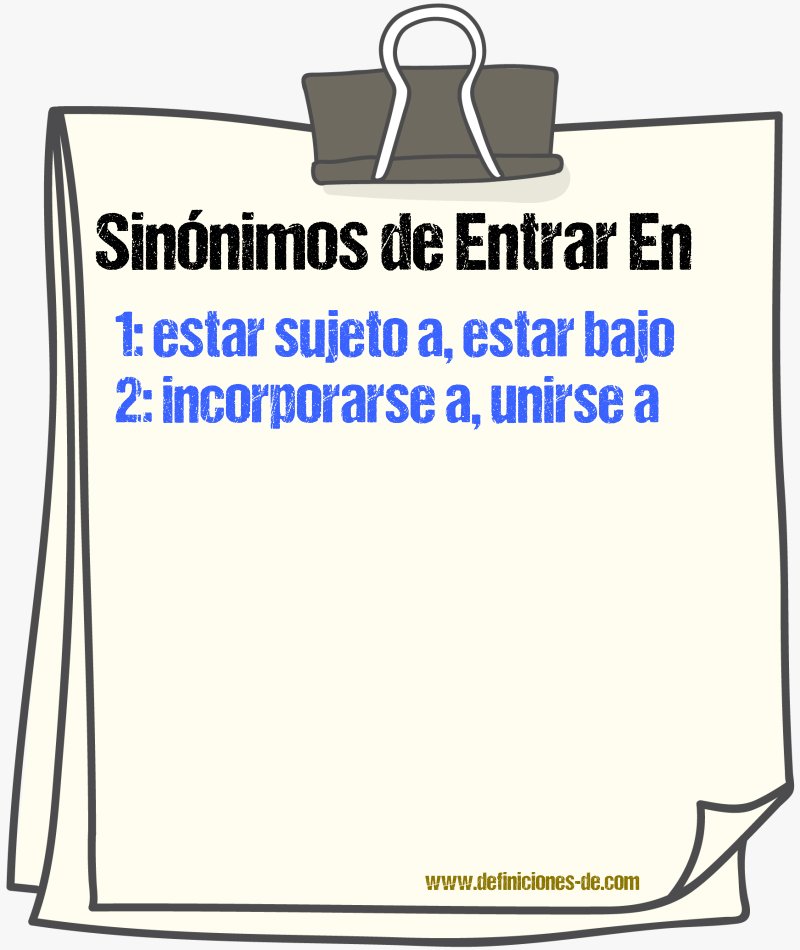 Sinónimos de entrar en