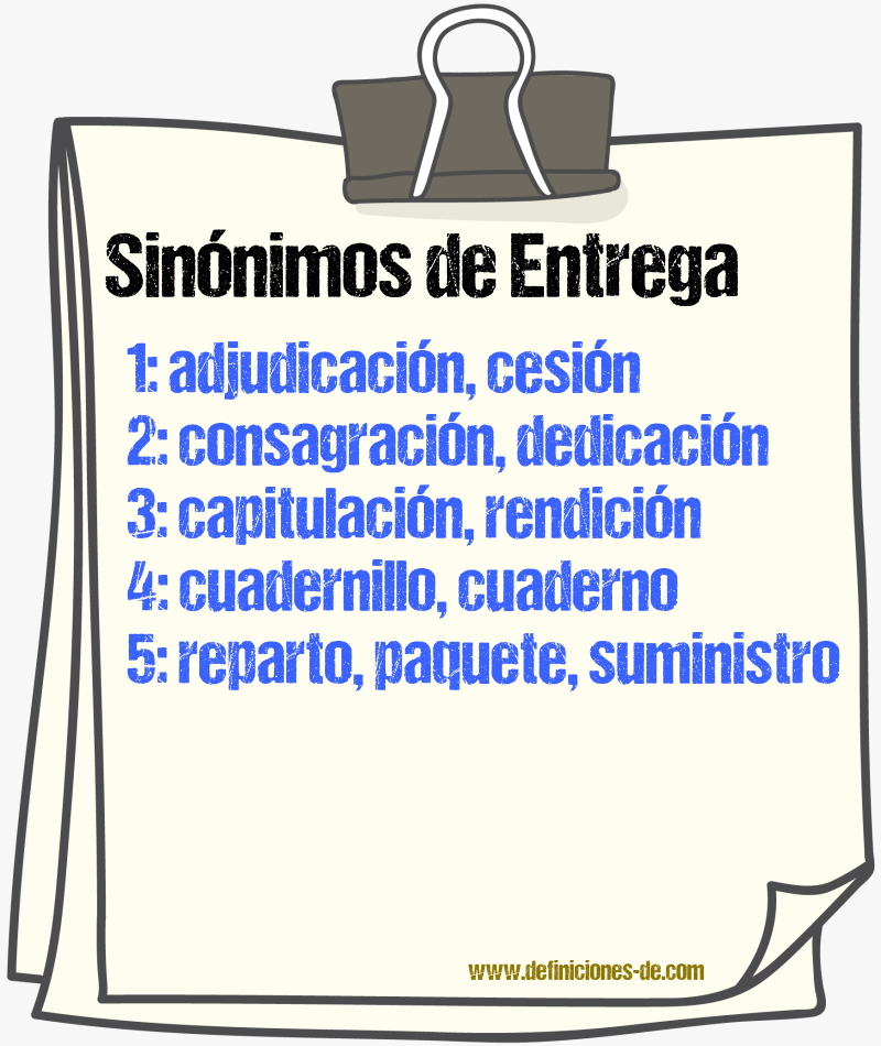 Sinnimos de entrega