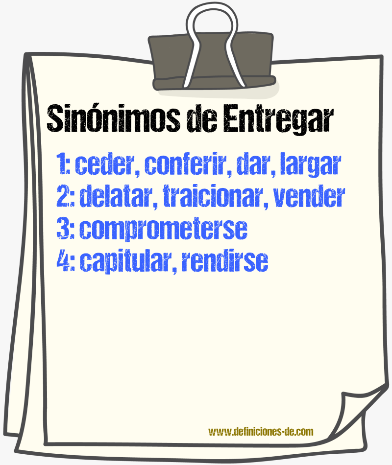 Sinnimos de entregar