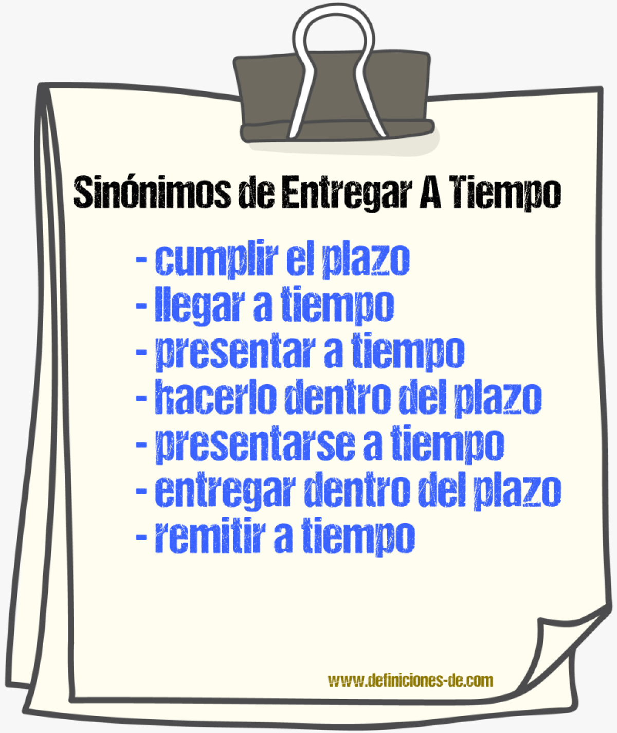 Sinónimos de entregar a tiempo