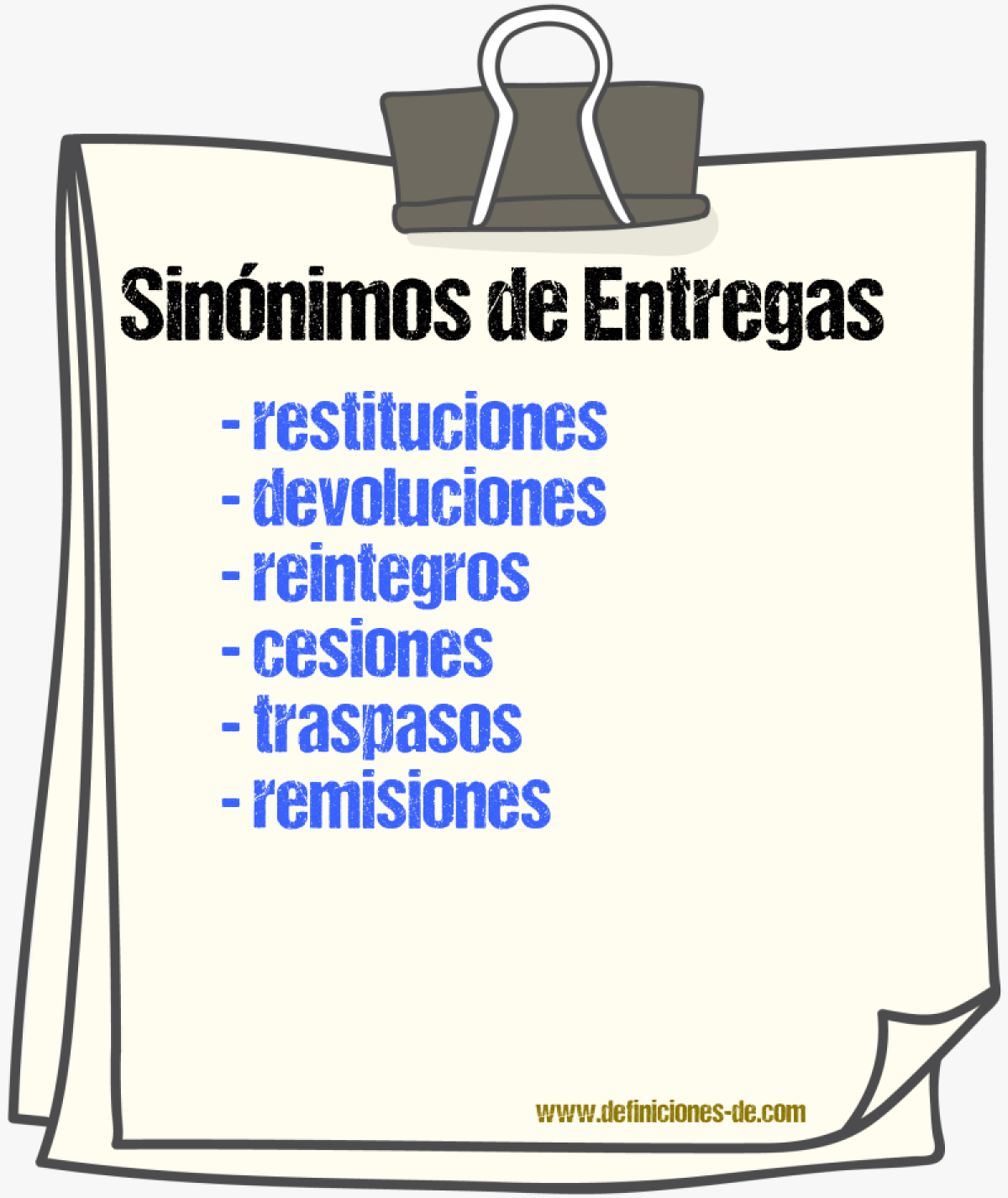 Sinónimos de entregas