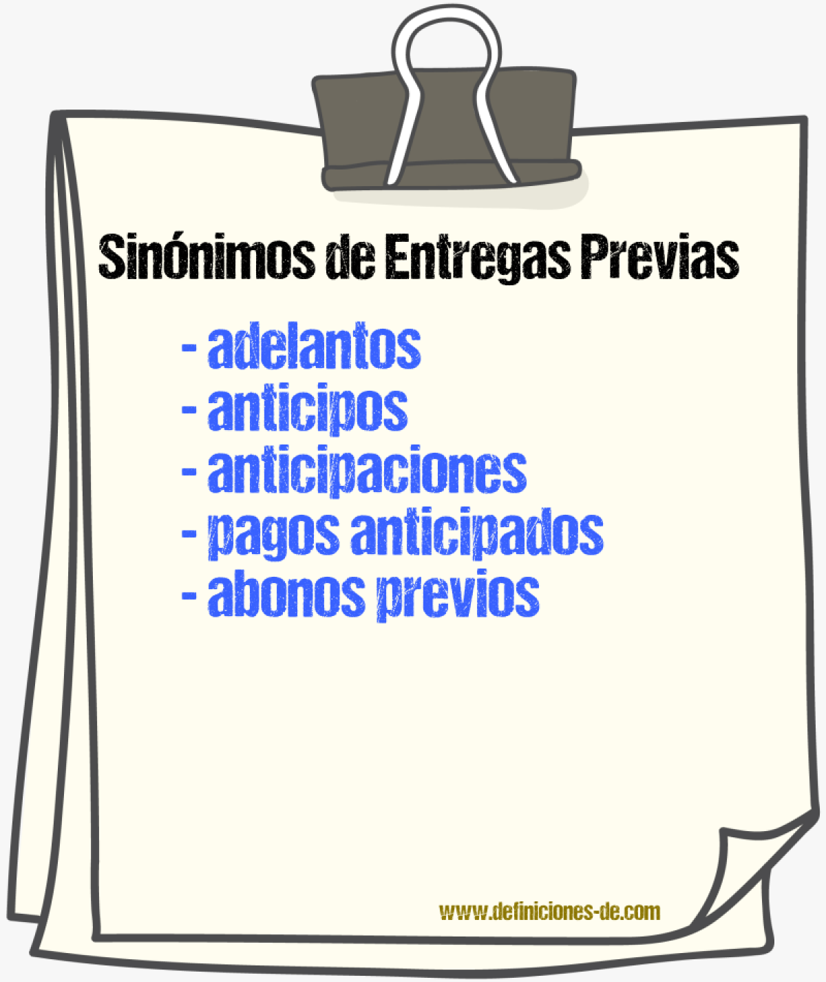 Sinónimos de entregas previas