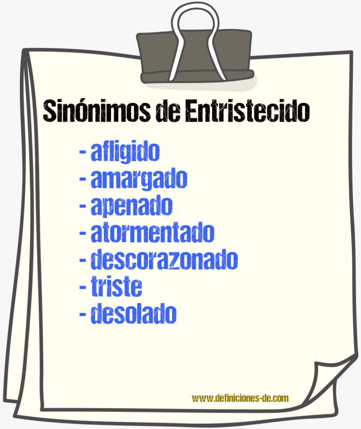 Sinnimos de entristecido