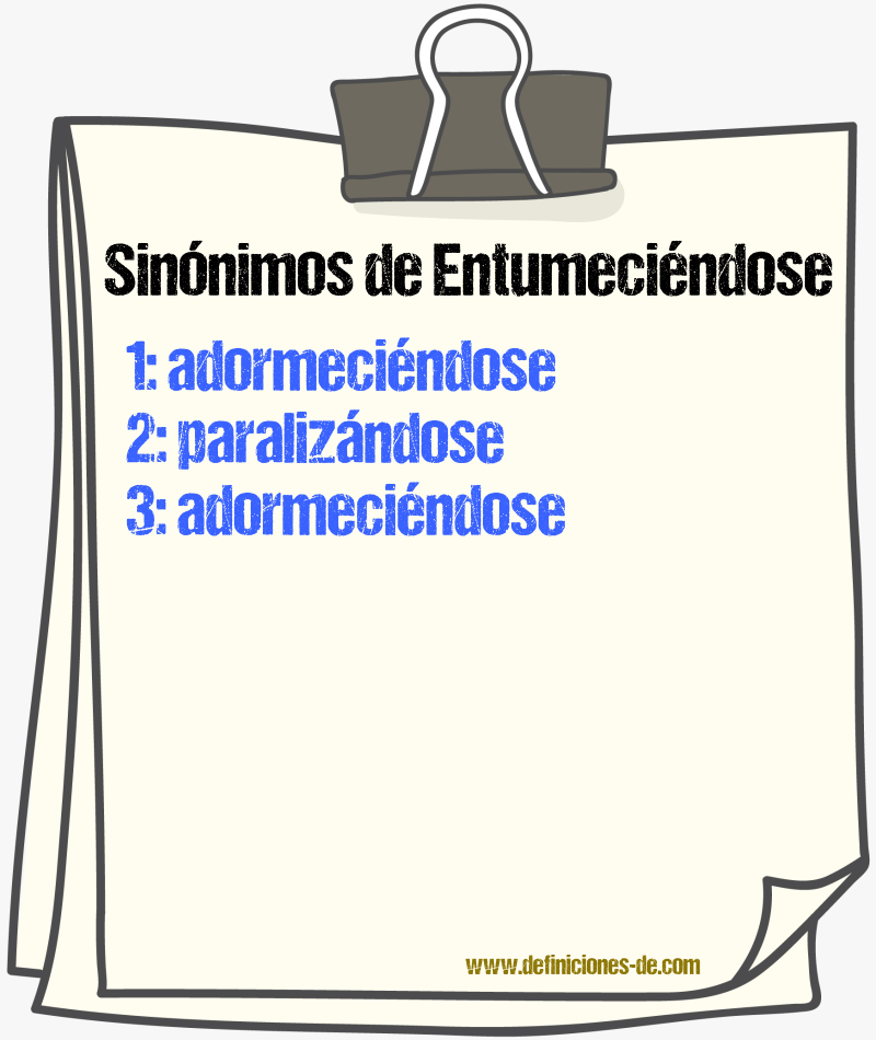 Sinónimos de entumeciéndose