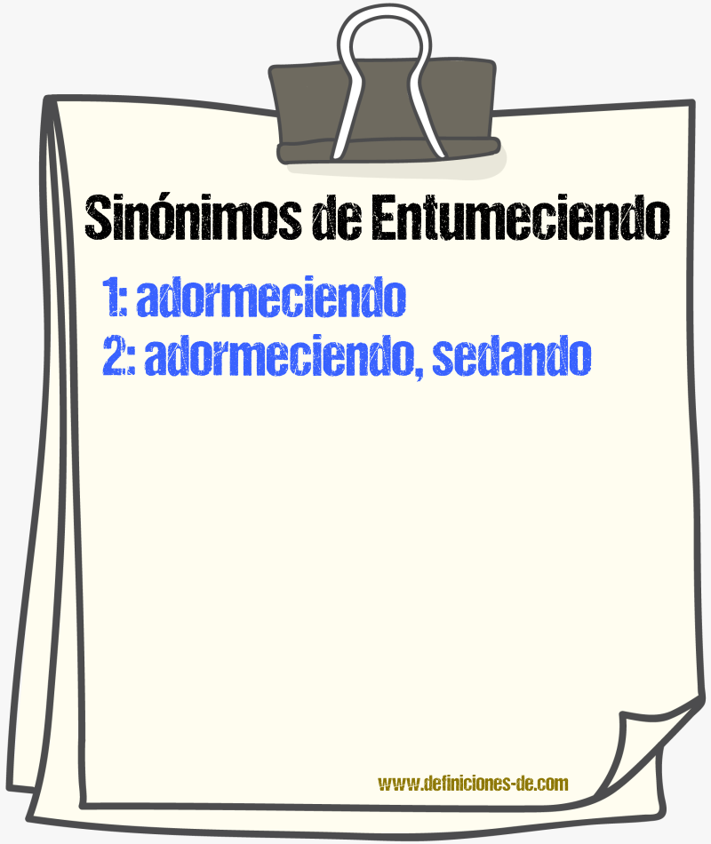 Sinónimos de entumeciendo