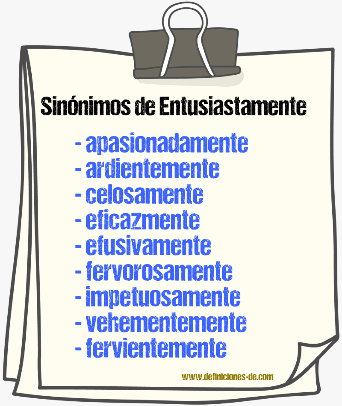 Sinnimos de entusiastamente