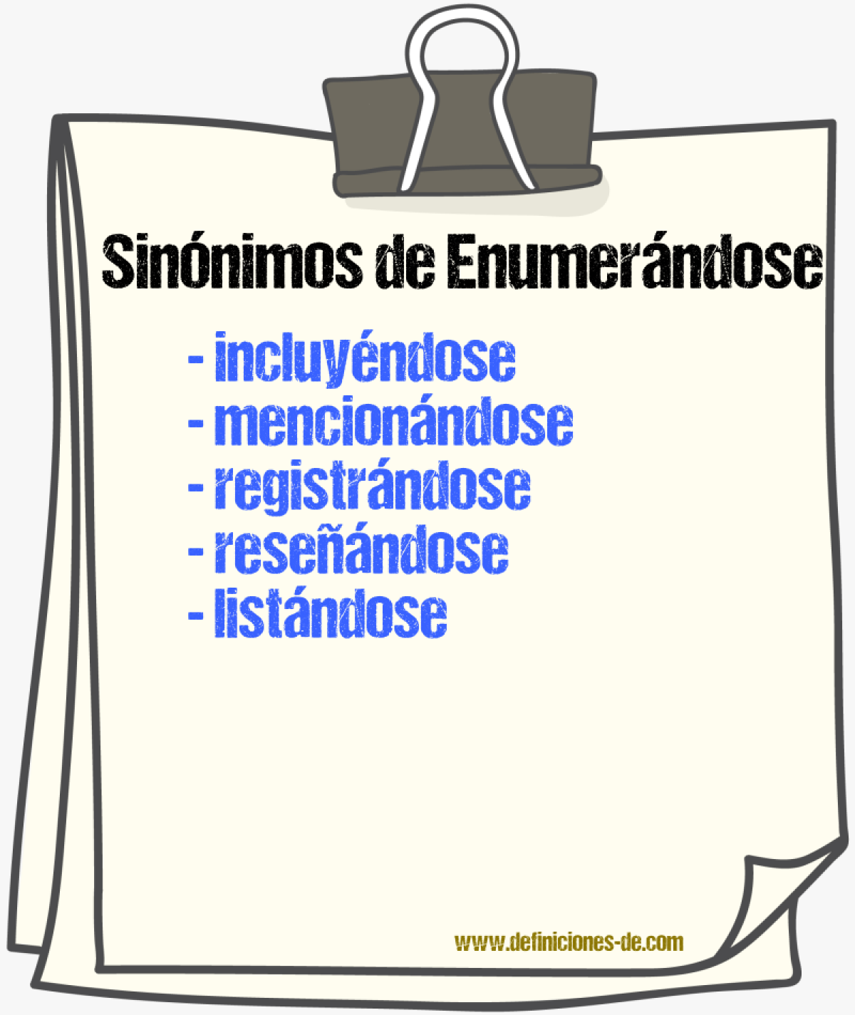 Sinónimos de enumerándose