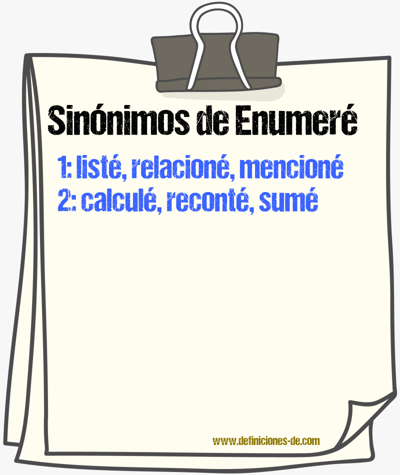 Sinónimos de enumeré
