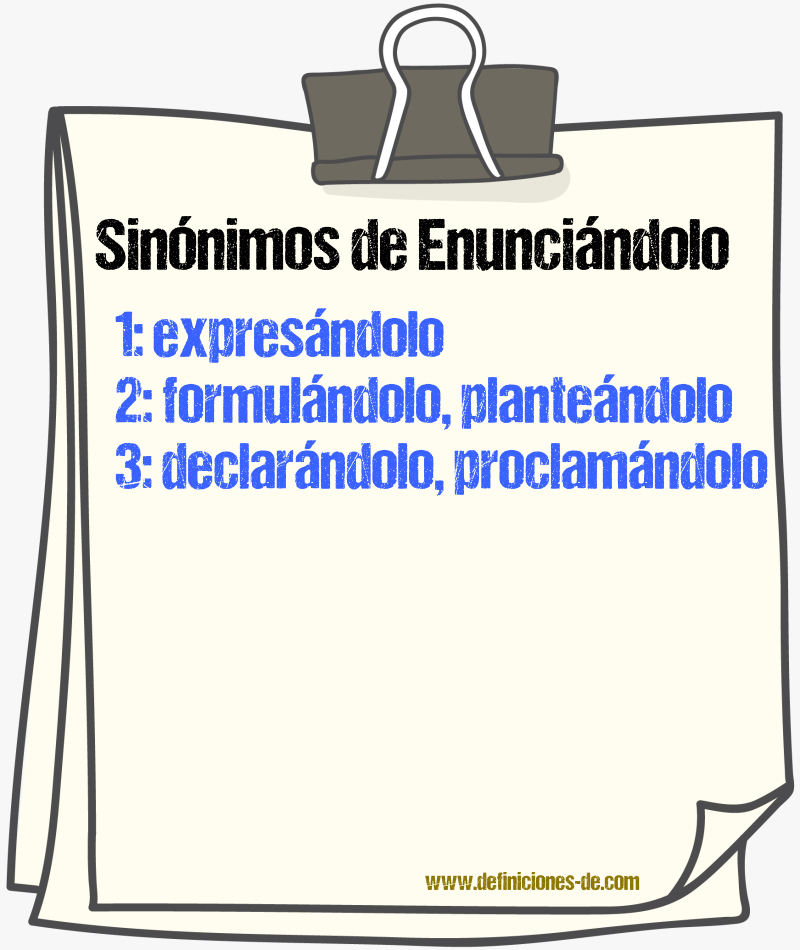 Sinónimos de enunciándolo