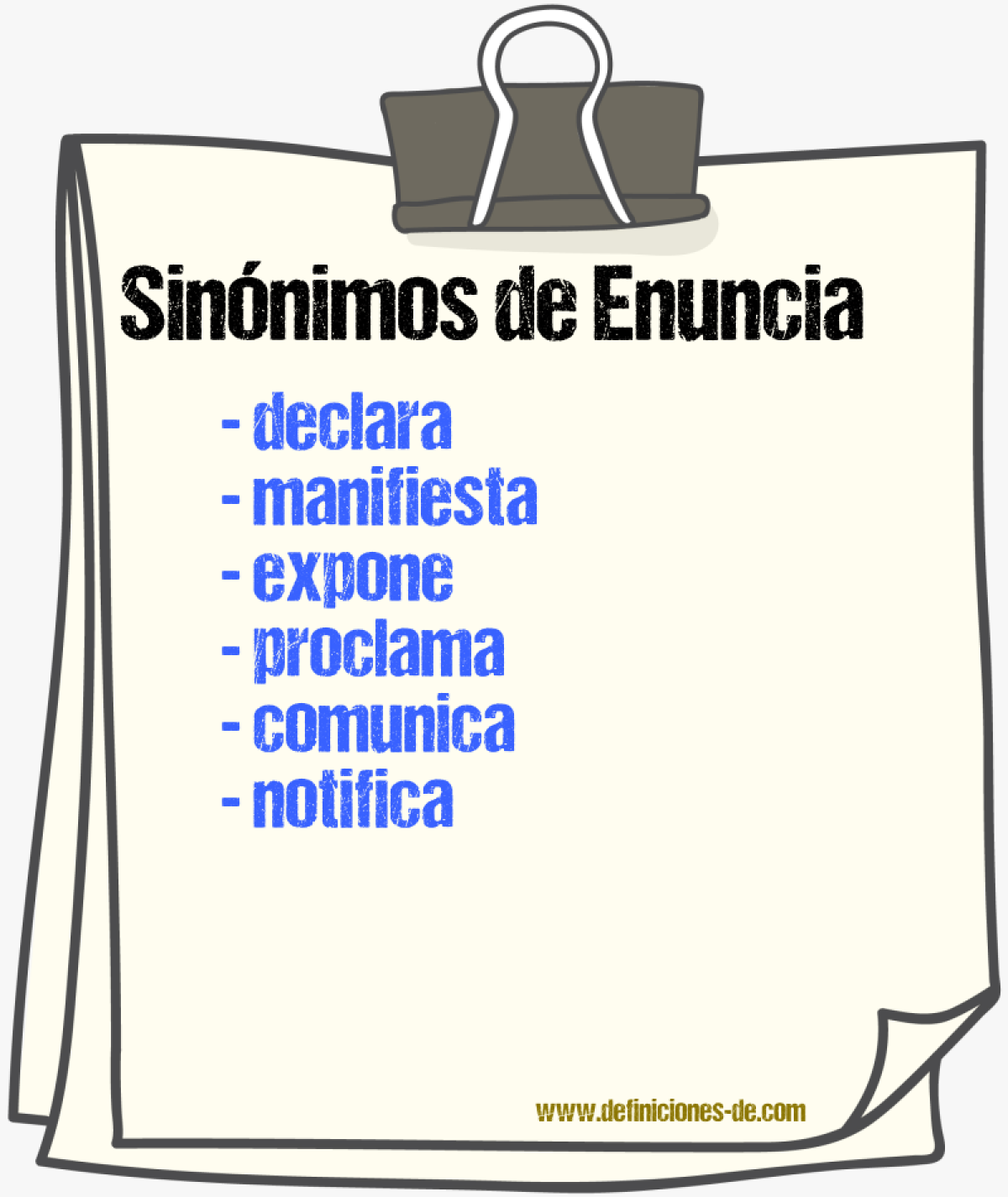 Sinónimos de enuncia