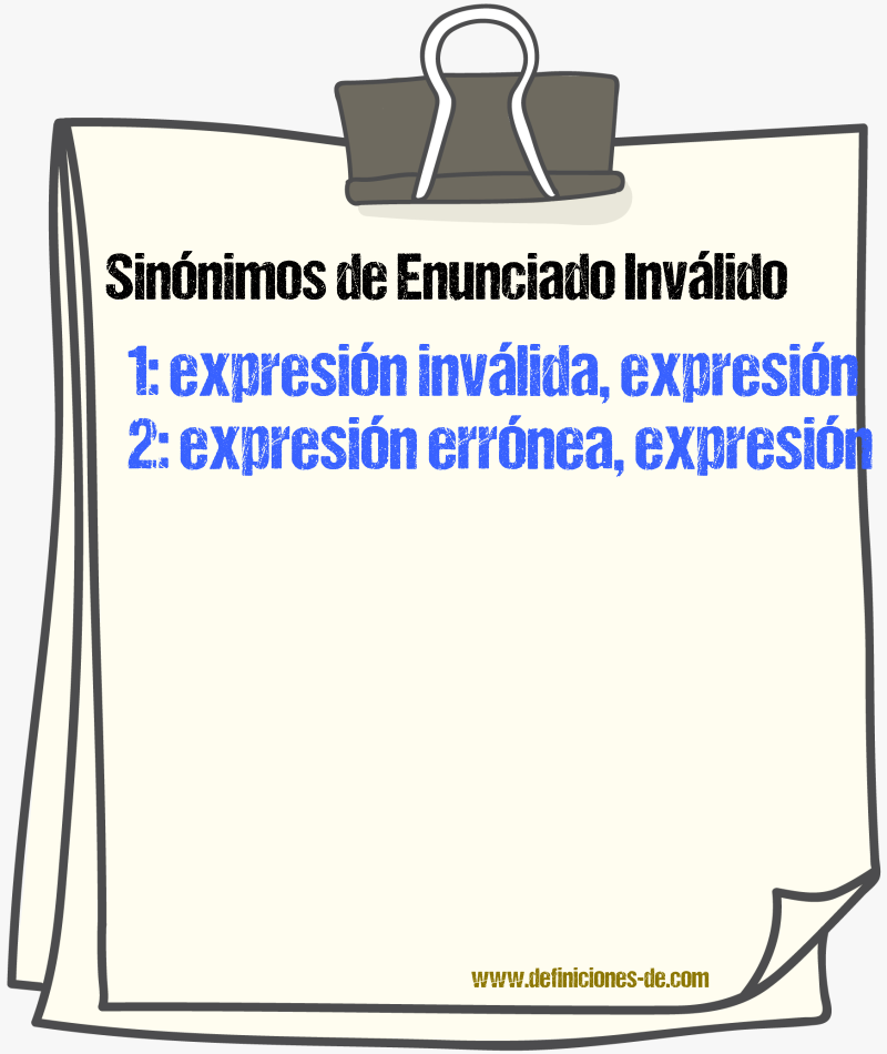 Sinónimos de enunciado inválido