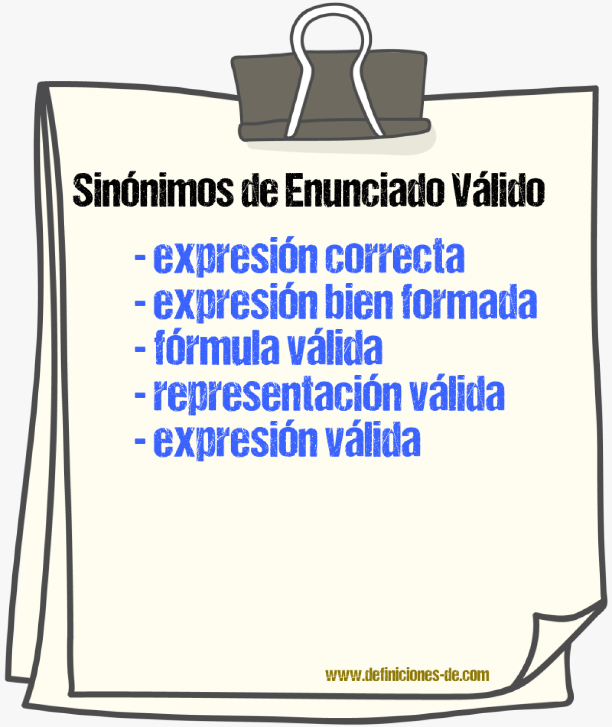 Sinónimos de enunciado válido