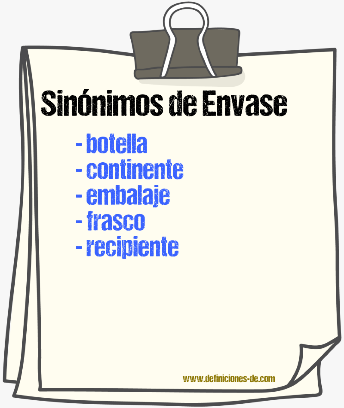 Sinnimos de envase