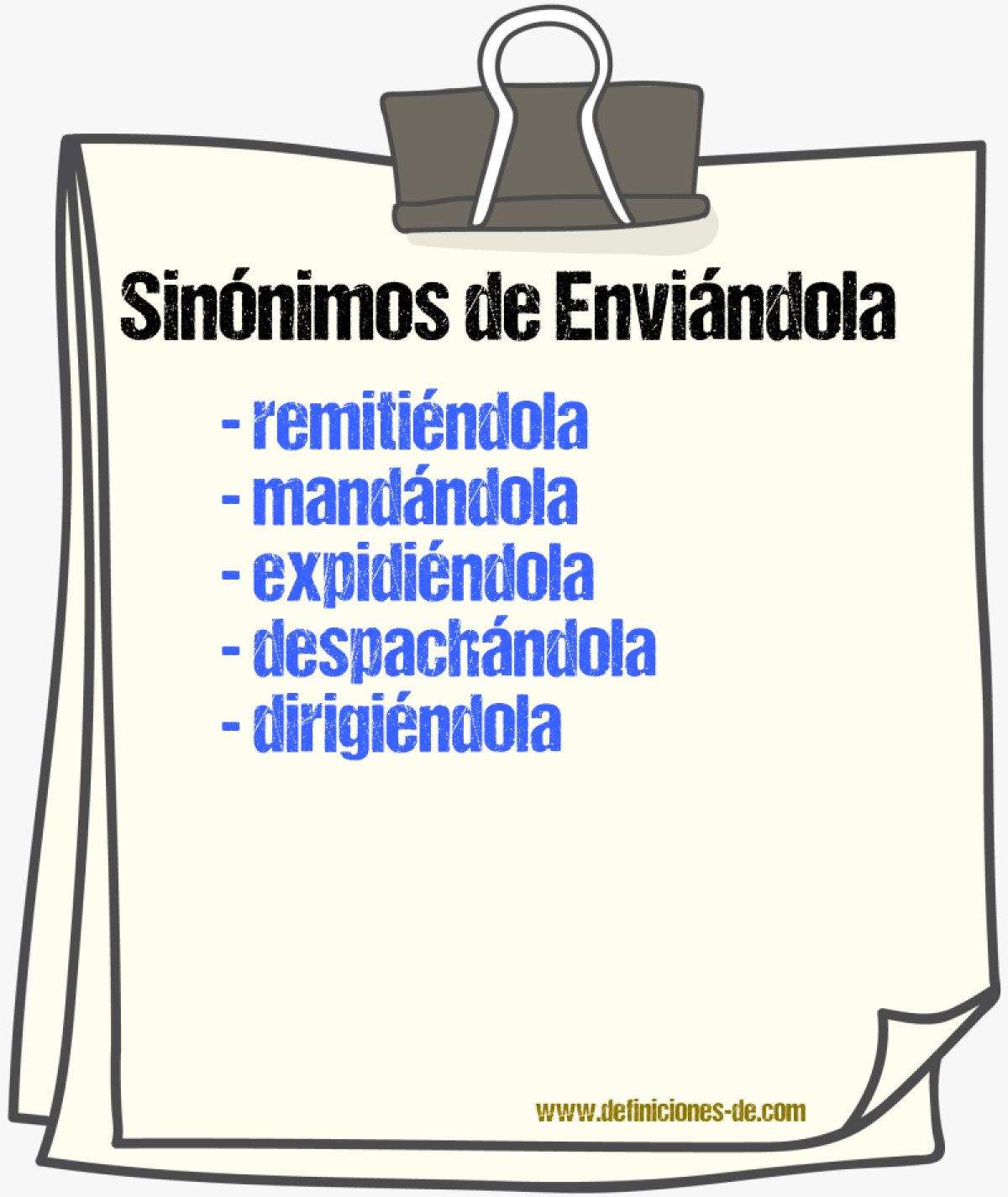Sinónimos de enviándola