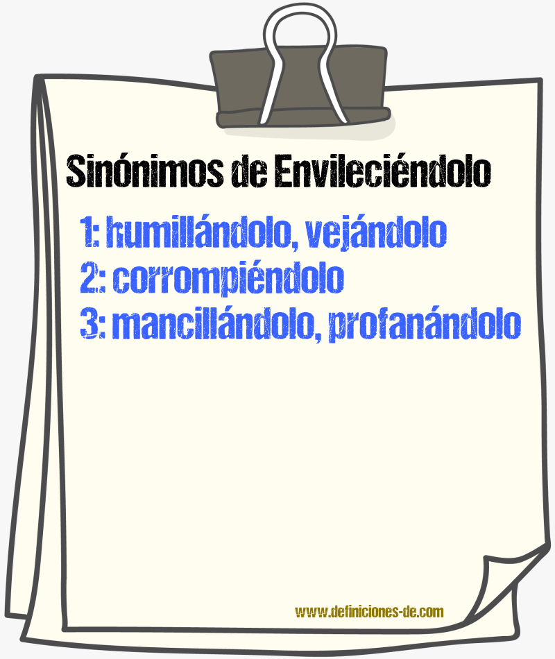 Sinónimos de envileciéndolo