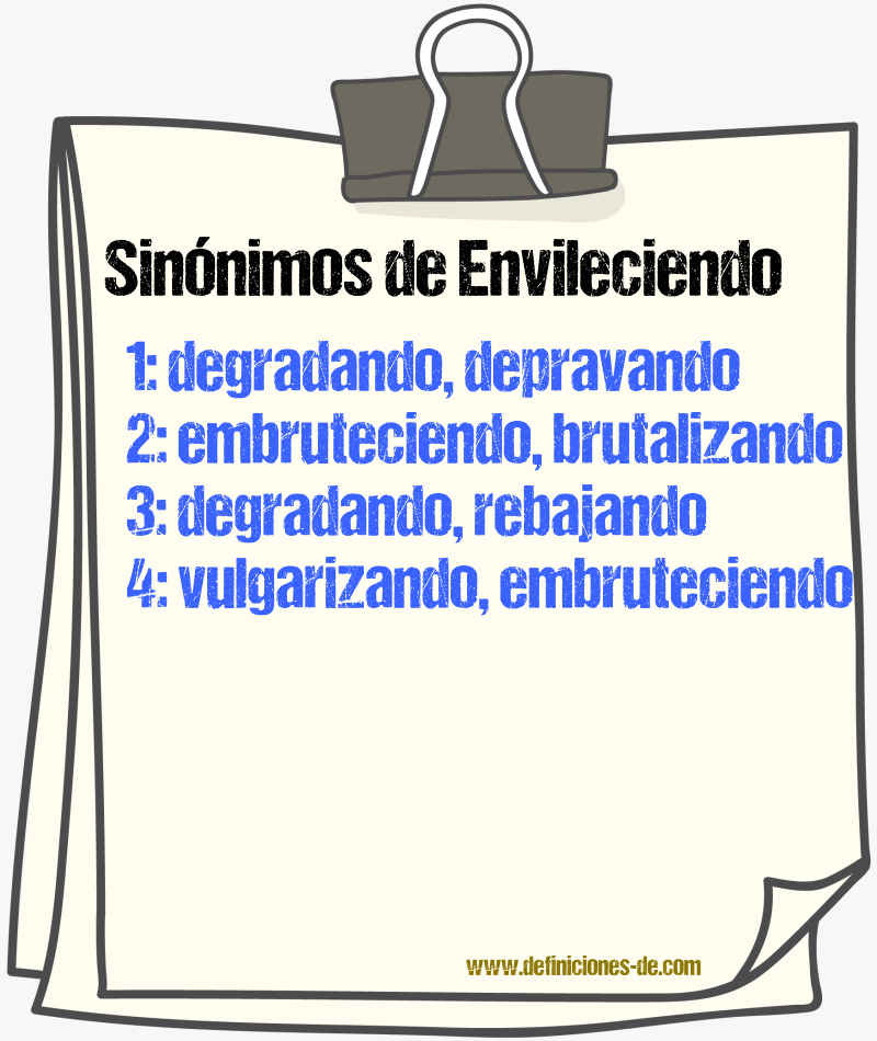 Sinónimos de envileciendo
