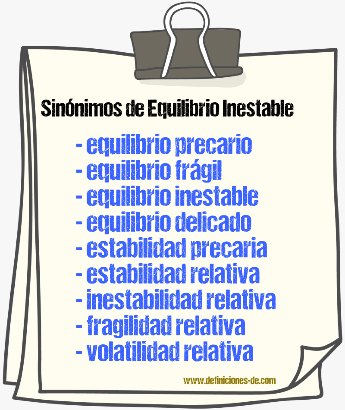 Sinónimos de equilibrio inestable