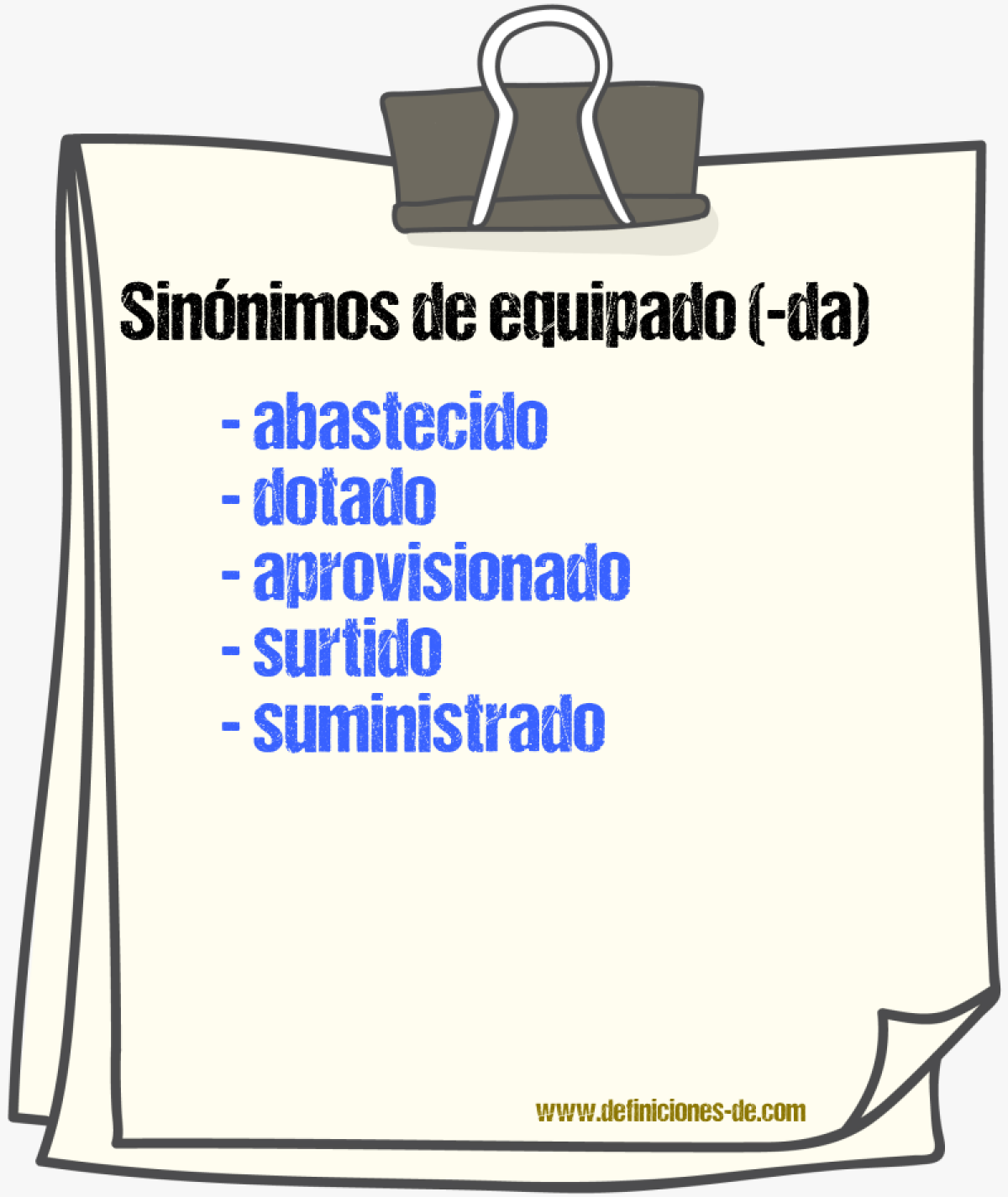 Sinnimos de equipado