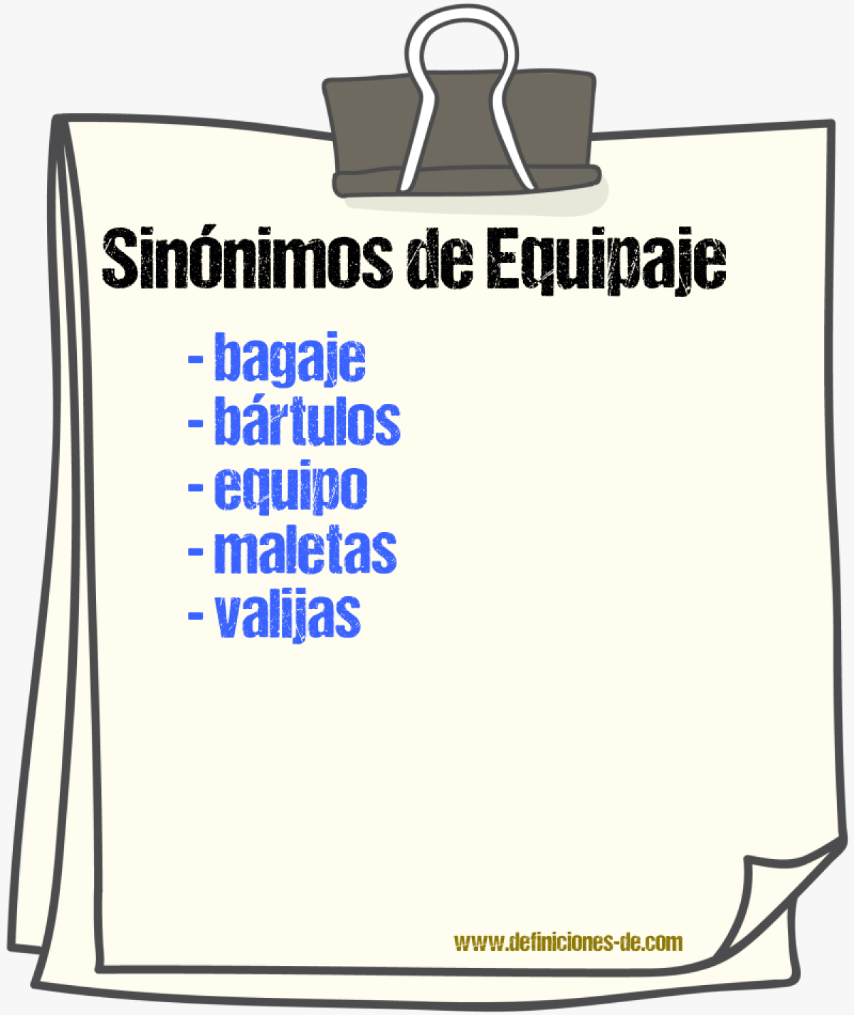 Sinnimos de equipaje