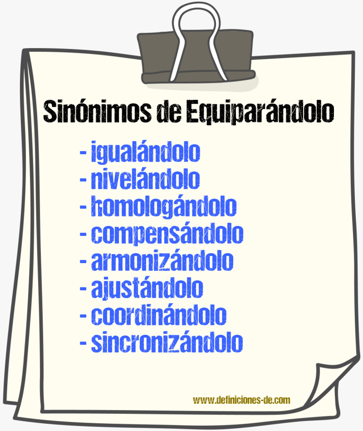 Sinónimos de equiparándolo