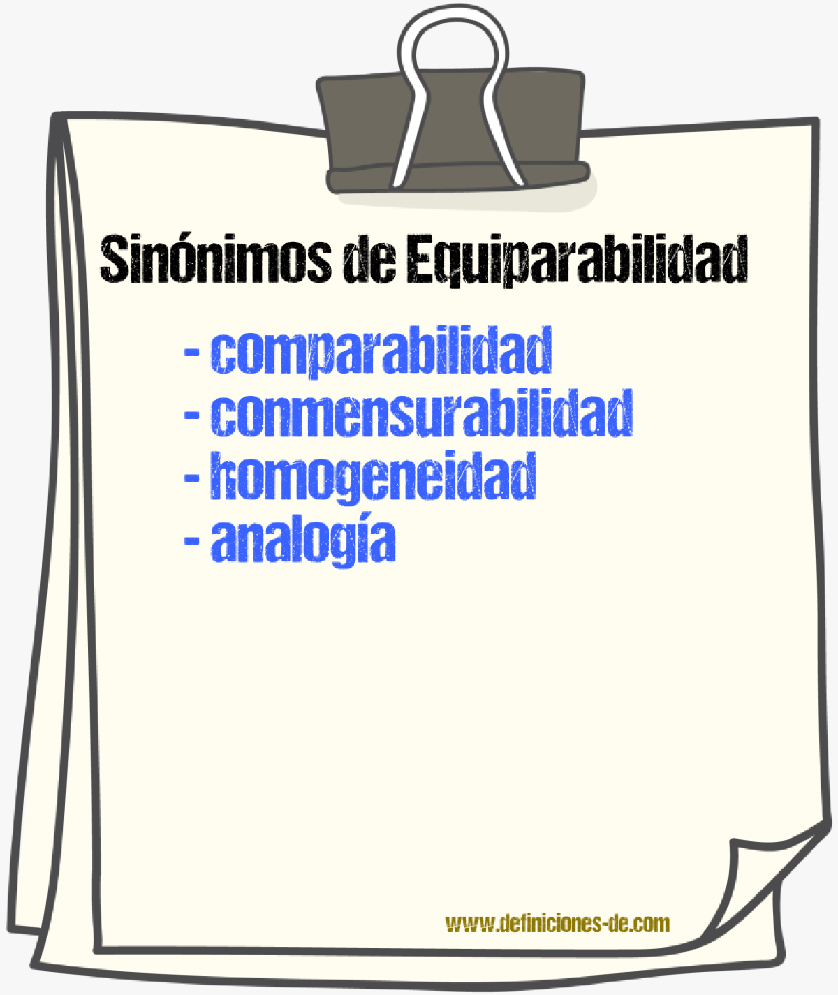 Sinónimos de equiparabilidad