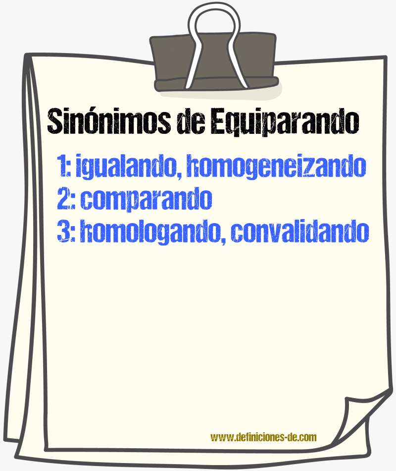Sinónimos de equiparando