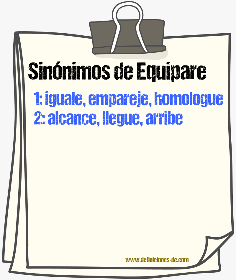 Sinónimos de equipare