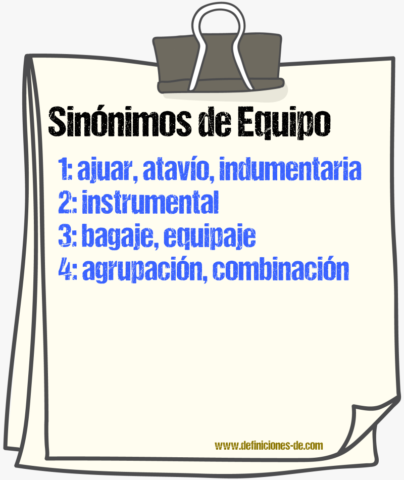 Sinnimos de equipo