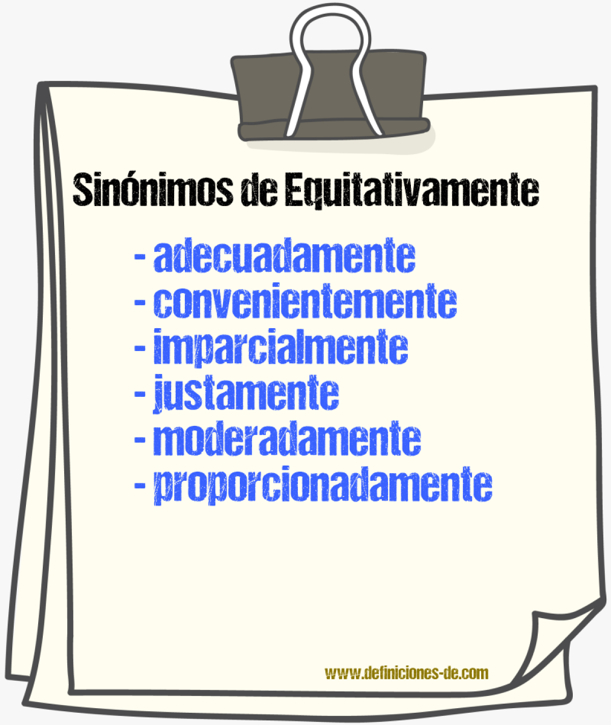 Sinnimos de equitativamente