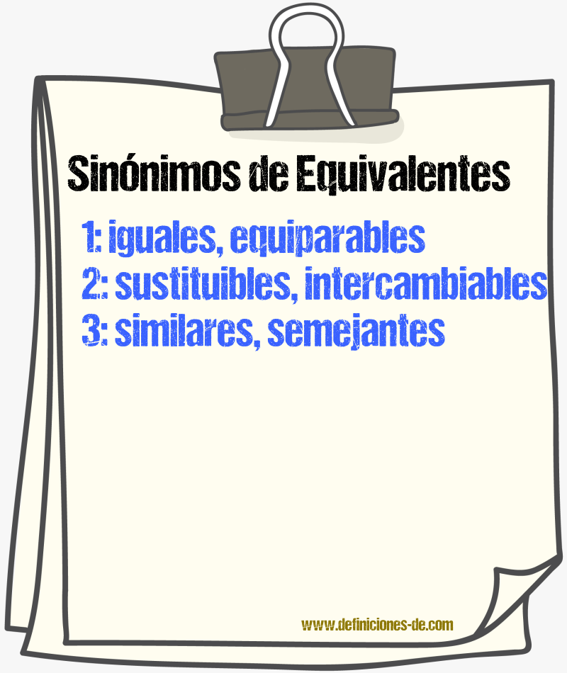 Sinónimos de equivalentes