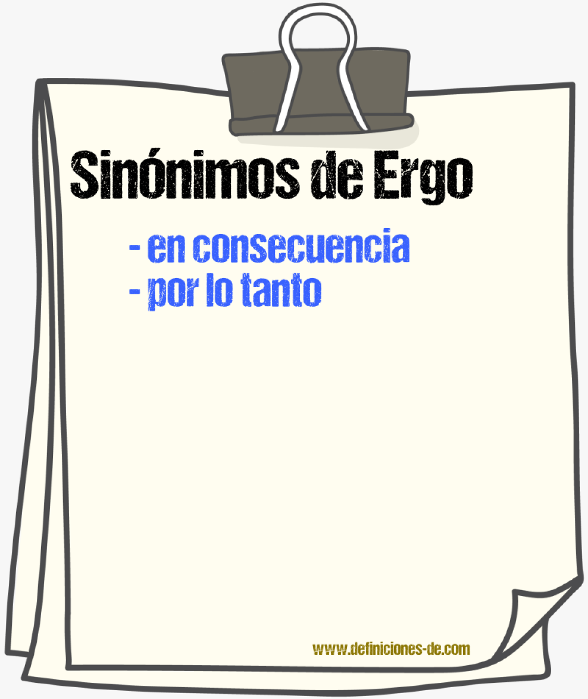 Sinnimos de ergo