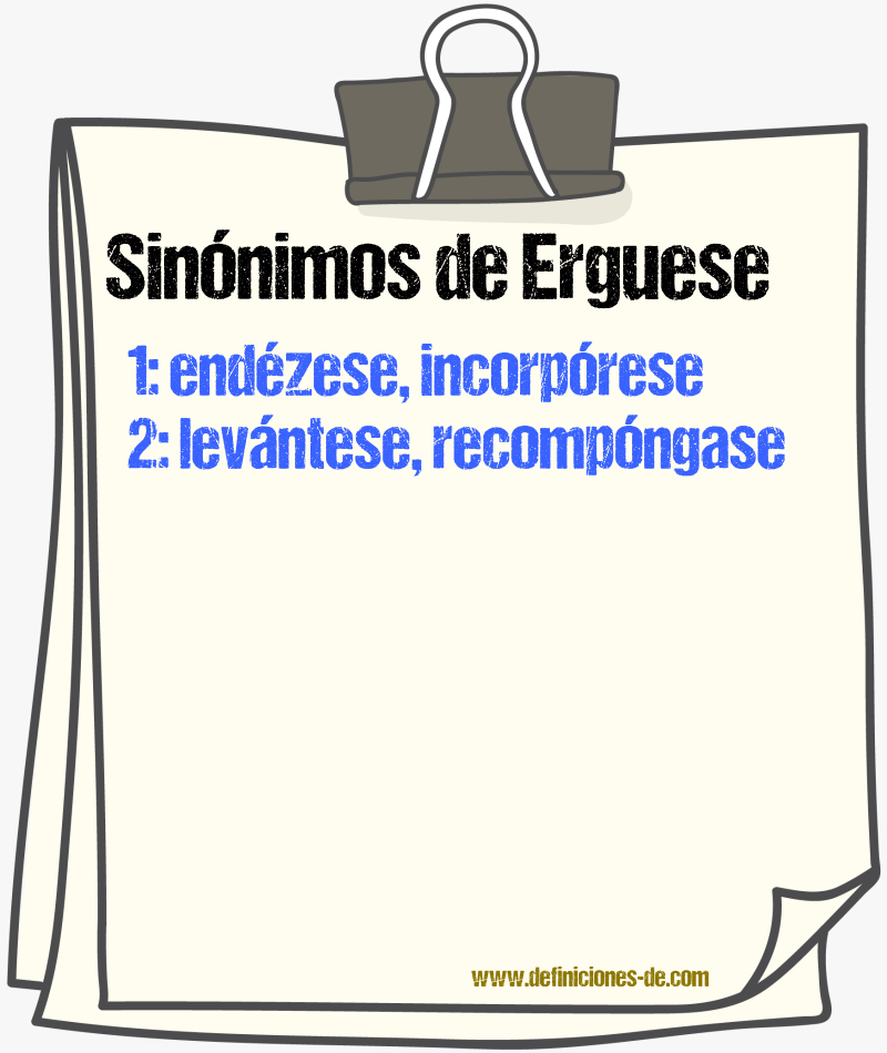 Sinónimos de erguese
