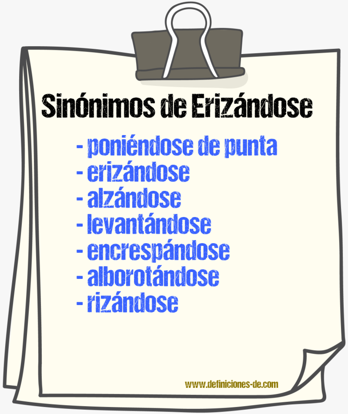 Sinónimos de erizándose
