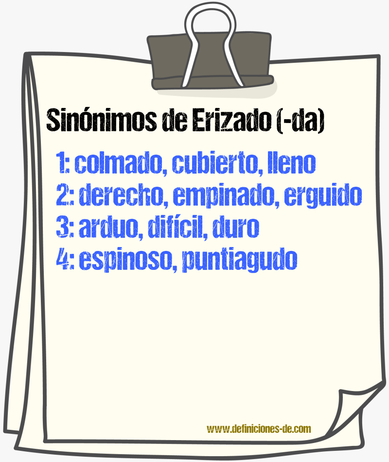 Sinnimos de erizado