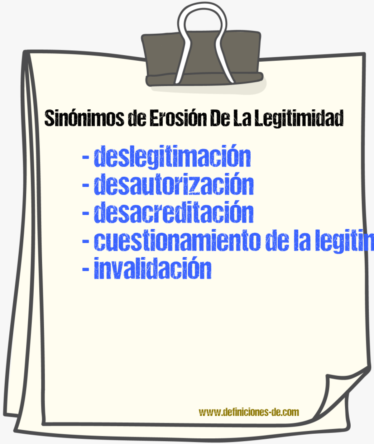 Sinónimos de erosión de la legitimidad