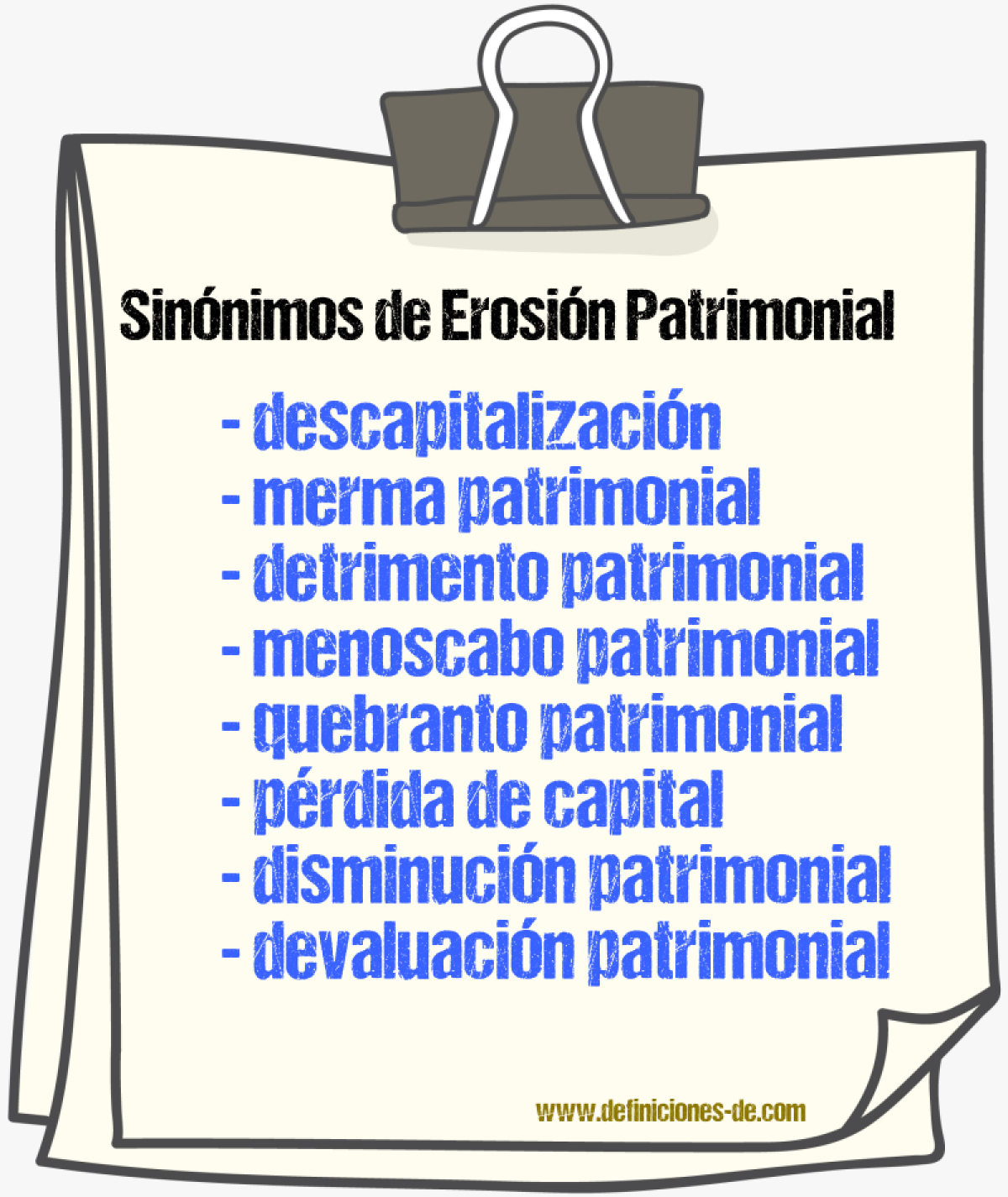 Sinónimos de erosión patrimonial
