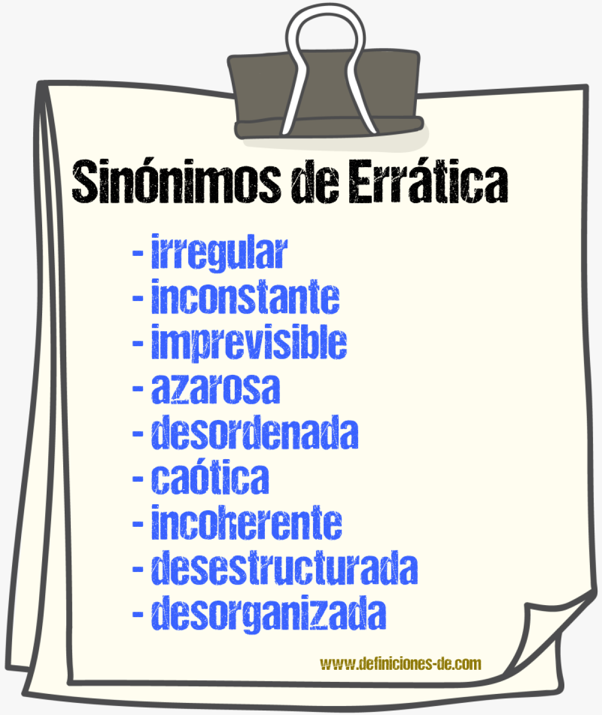 Sinónimos de errática