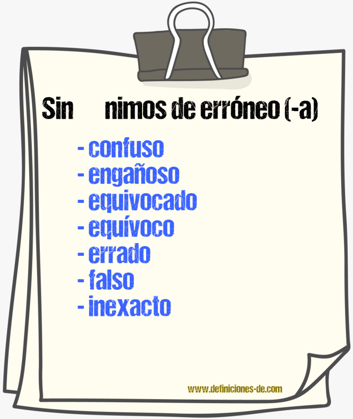 Sinnimos de errneo