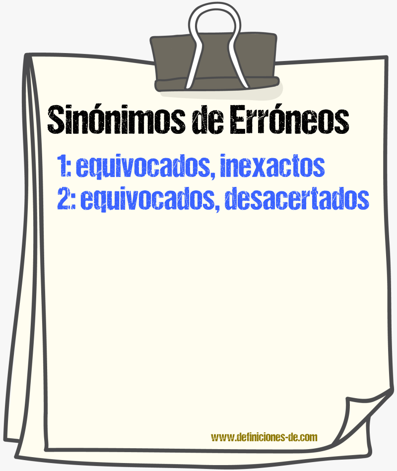 Sinónimos de erróneos